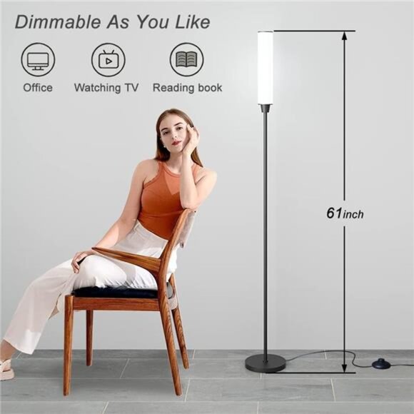 Floor Lamp with Remote Control,Bright Floor Lamps for Living - Picture 2 of 6